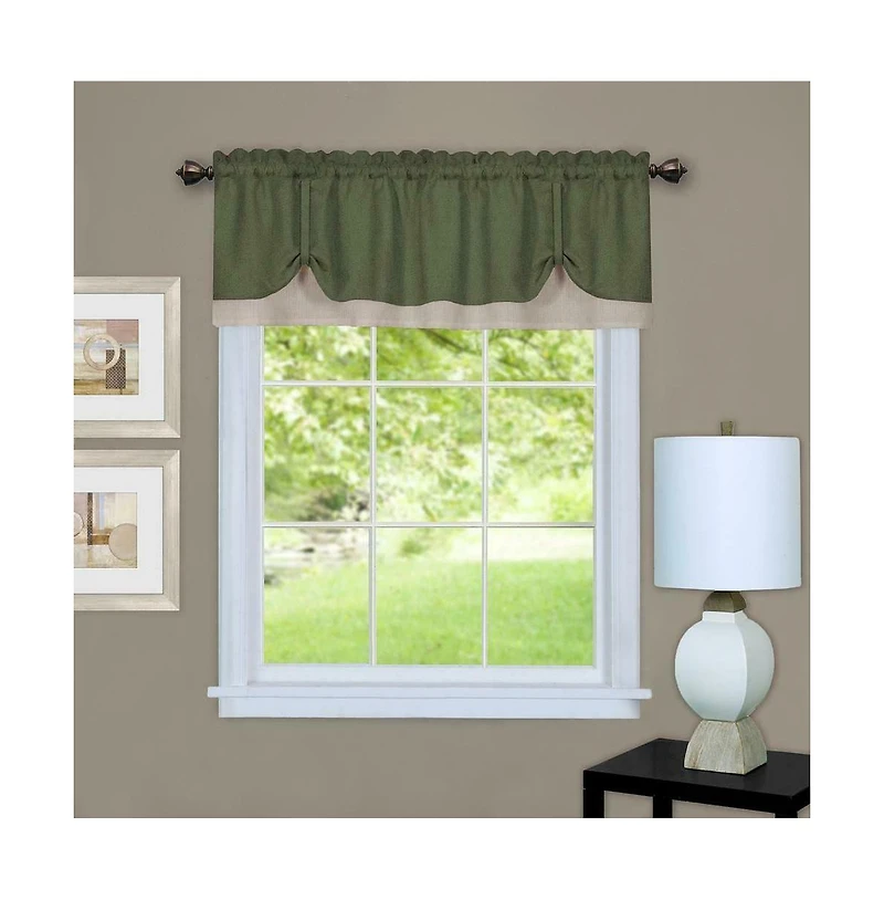 Kate Aurora Country Farmhouse Flax Linen Tie Up Window Valance - 58 in. W x 14 L