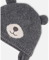 Deux par Baby Boy Lined Knit Hat with Ears Gray 