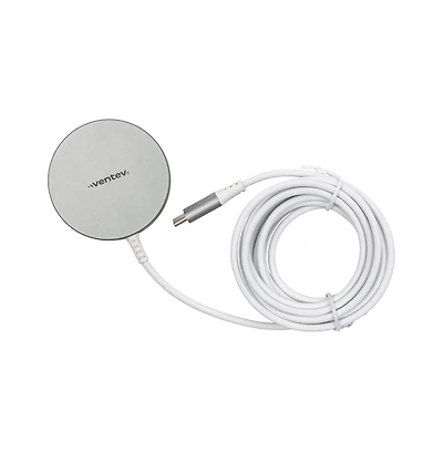 Ventev 15W Ultrafast Wireless Magnetic Charger with Extra-Long 10 Foot Alloy Cable-Silver