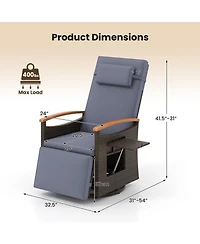 Gymax Set Of 2 Outdoor 360° Swivel Rattan Recliner Chair Patio Wicker Chaise Lounge Chair