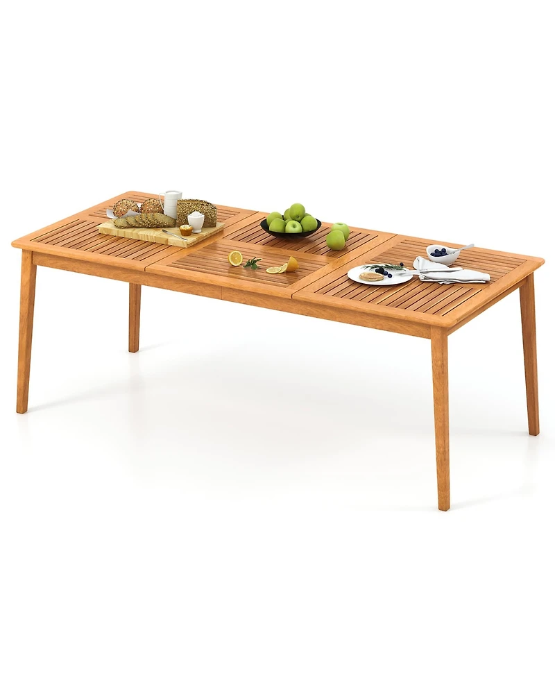 Gymax 8-Person Outdoor Acacia Wood Dining Table w/ 1.96'' Umbrella Hole Rectangular