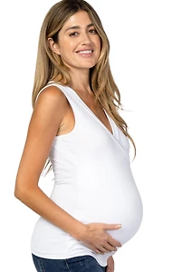 Pinkblush Maternity White Crossover Ruched Nursing Tank