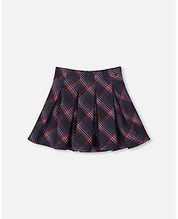 Deux par Girl Pleated Milano Skirt Red and Navy Plaid - Child