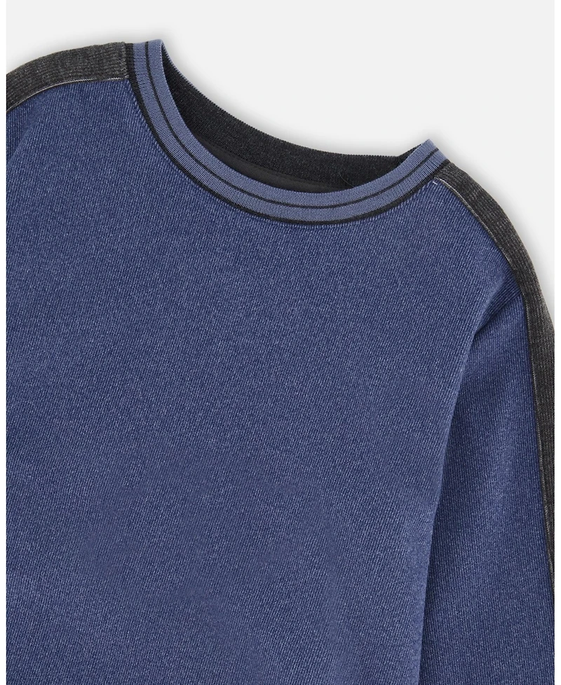 Deux par Boy Super Soft Flat Back Rib Sweatshirt Dark Steel Blue - Child