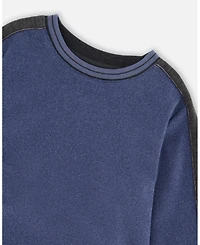 Deux par Boy Super Soft Flat Back Rib Sweatshirt Dark Steel Blue - Child