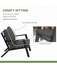 Outsunny 4pc Outdoor Furniture Set, Sofa, 2 Chairs, Table, Cushions,