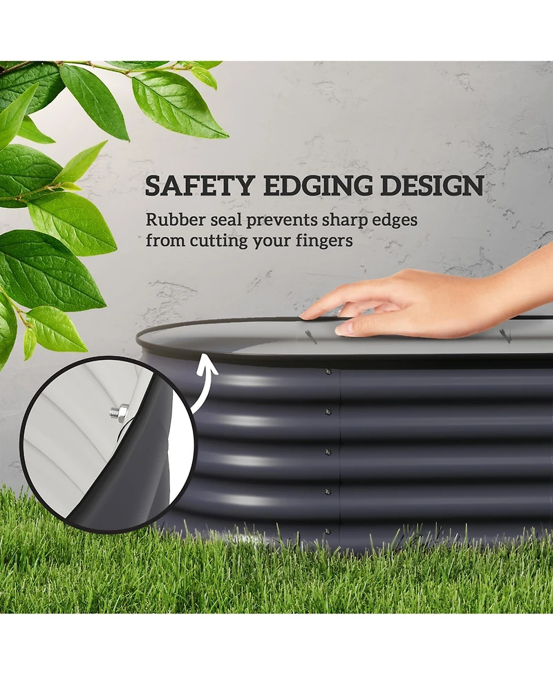 Outsunny Galvanized Raised Garden Bed Planter Box, 7.9' x 2' x 1.4',