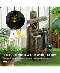 Outsunny 3-Tier 22.8" Outdoor Waterfall Fountain with Led Lights, Pump