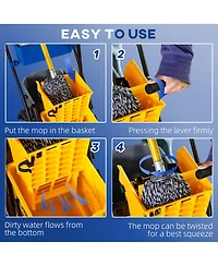Homcom 2 x 6.9 Gallon/26L Wringer Bucket Cart w/ Side Press Wringer, Mop Holder