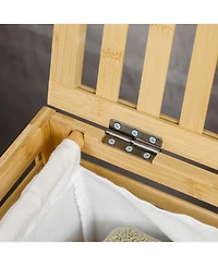 Homcom Bamboo Hamper Laundry Basket with Lid Portable Removable Bag Natural