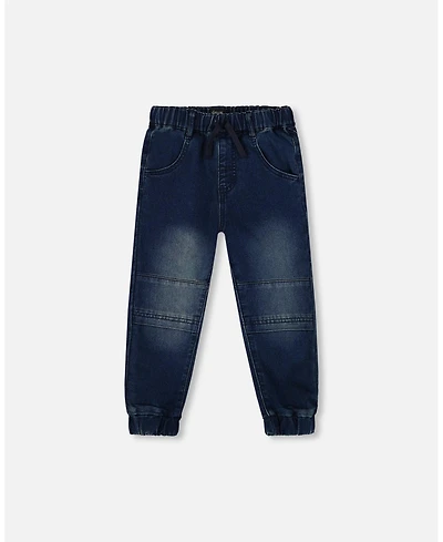 Deux par Baby Boy French Terry Jogger Pants Dark Blue Denim