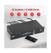 Pyle 19'' Rack Mount Power Conditioner - 3600 Watt Power Conditioner w/ 18 Outlets