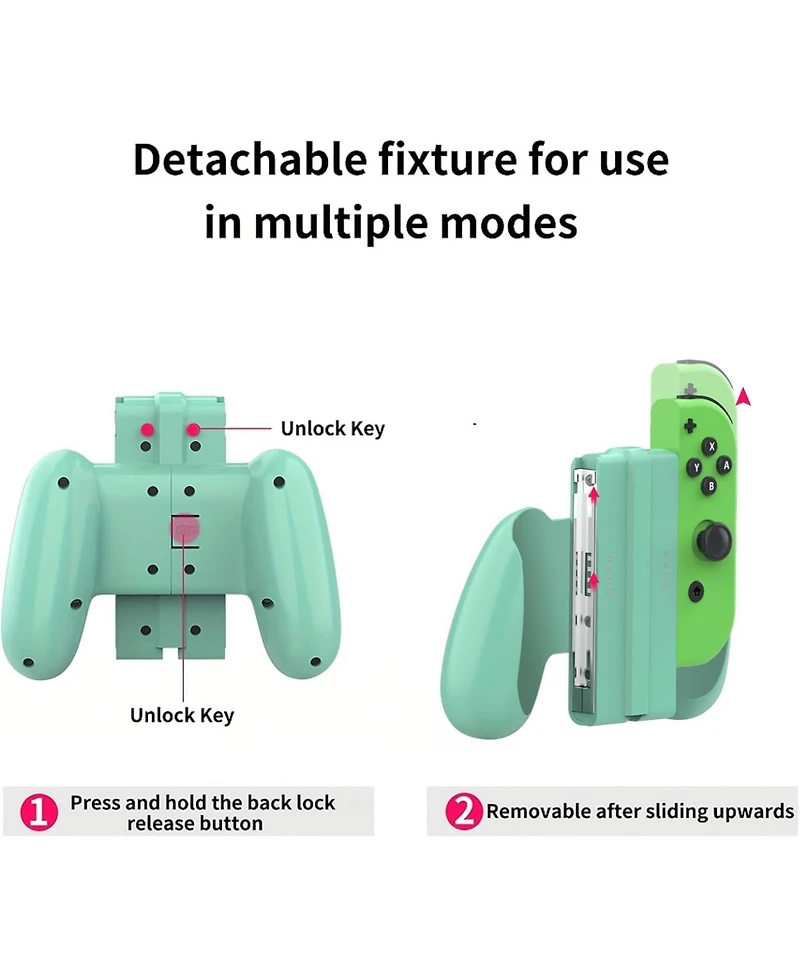 Nbcp Switch Joy-Con Detachable Grip, Compatible with Nintendo Switch/Switch Oled, Light Green, Ergonomic Comfort for Long Sessions