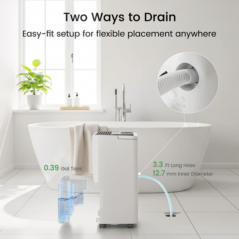 Waykar 2000 Sq. Ft 30 Pints Dehumidifier for Home & Basements with Continuous Drainage