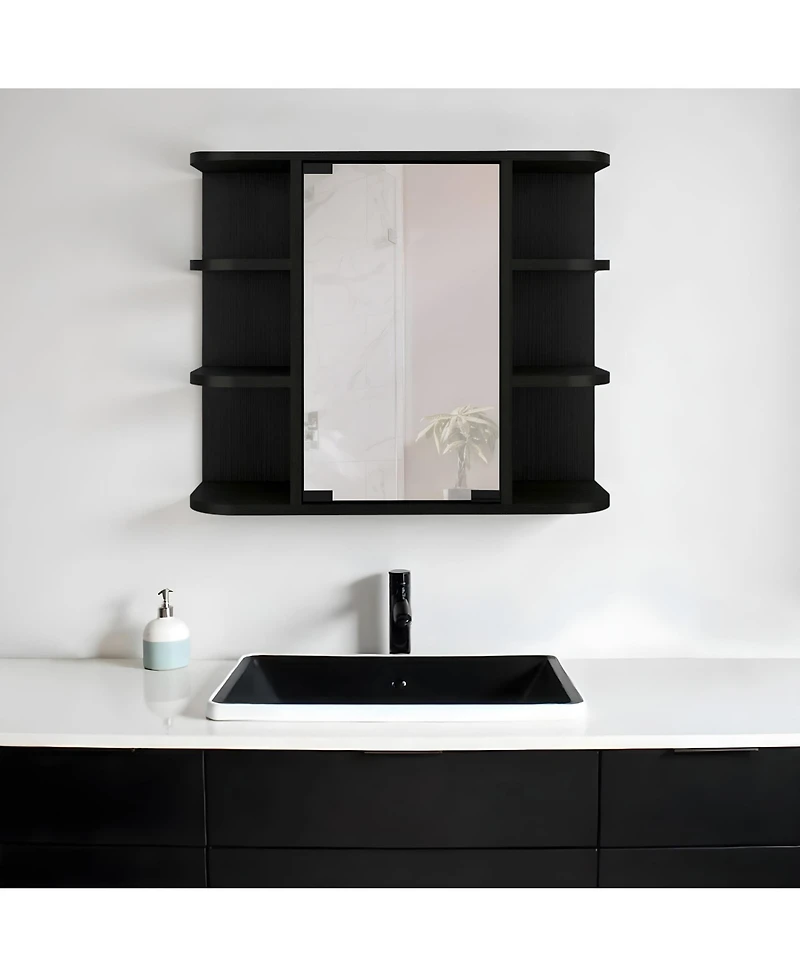 Slickblue Wall Mounted Bathroom Cabinet with 6 Storage Shelves for Toiletries and Essentials