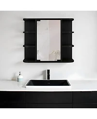 Slickblue Wall Mounted Bathroom Cabinet with 6 Storage Shelves for Toiletries and Essentials