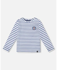 Deux par Boy Super Soft Long Sleeve Striped Jersey T-Shirt Light Blue
