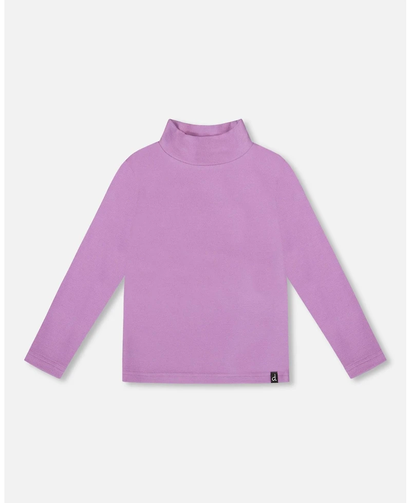 Deux par Girl Super Soft Ribbed Mock Neck Top Lavender
