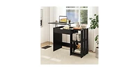 Mecale Space Saving Computer Desk with Hidden Compartment and Open Storage Shelves
