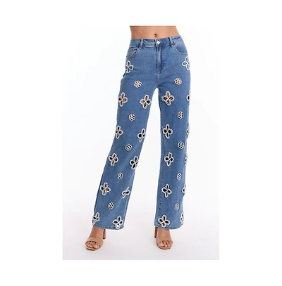 The Noli Shop Women's Kaia Pearl High Rise Jean - Blush