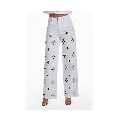 The Noli Shop Women's Kaia Pearl High Rise Jean - Blush
