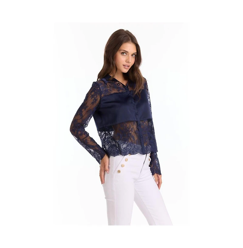 The Noli Shop Women's Vienna Lace Blouse - Fuchsia