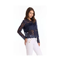 The Noli Shop Women's Vienna Lace Blouse - Fuchsia