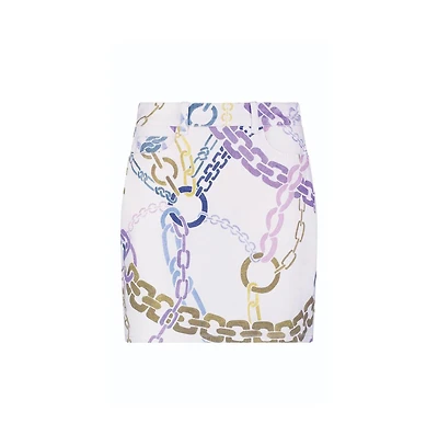 The Noli Shop Women's Monaco Denim Skirt - Chain Print
