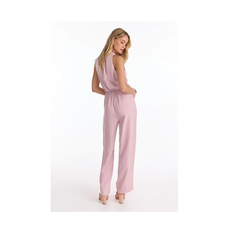 The Noli Shop Womens Fernanda Linen Jumpsuit - Blush