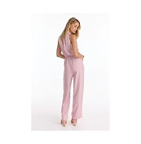 The Noli Shop Womens Fernanda Linen Jumpsuit - Blush