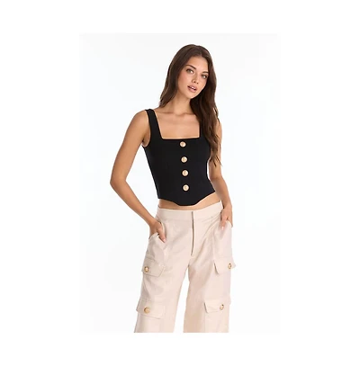 The Noli Shop Women's Venus Button Top - White