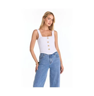 The Noli Shop Women's Venus Button Top - White