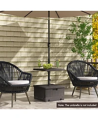 Gymax Patio 175lbs Fillable Umbrella Base w/ Table Tray Wheeled 3-in-1 Stand Outdoor