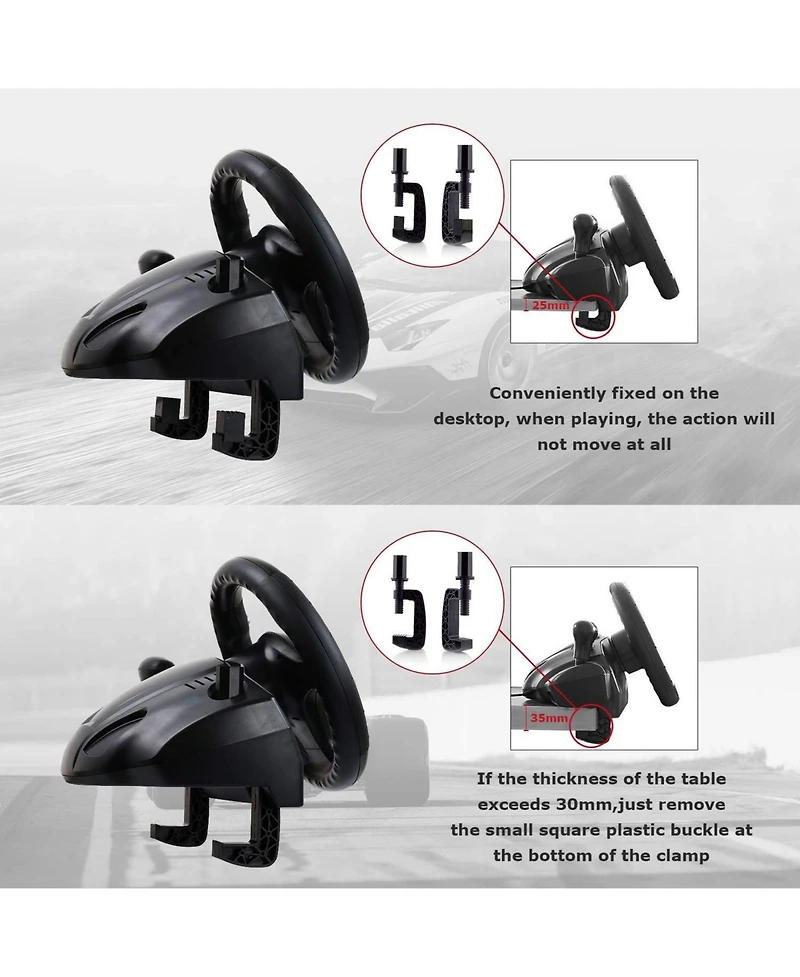 Nbcp Pc Racing Wheel with Pedals & Shifter – 270° Rotation, Dual Vibration, Compatible with PS4, Xbox One, Xbox Series X|S, PS3, Switch &