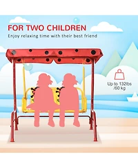 Outsunny Outdoor Hanging Bench for Kids with Adjustable Roof,