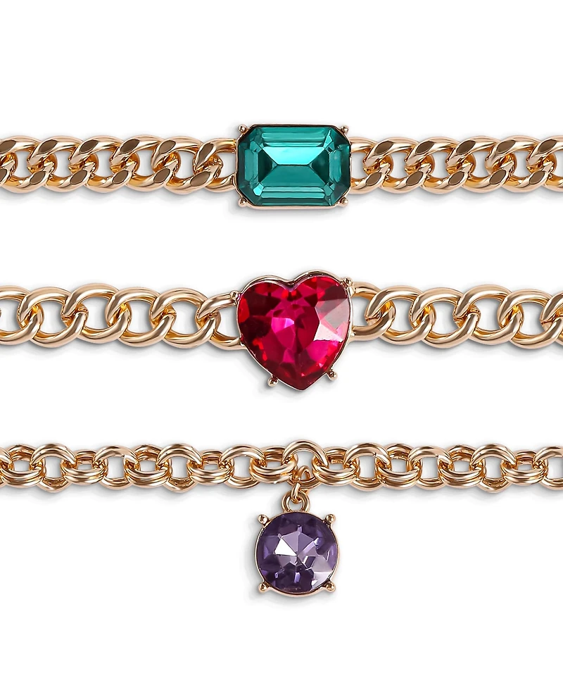 Jessica Simpson 3-Piece Chunky Gemstone Chain Bracelet Set