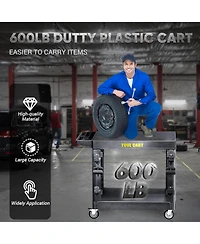 Silvel 46 in. 2 Tier Flat Top Rolling Tool Cart with Wheels, Industrial Commercial/ Service Tool Cart, Pp