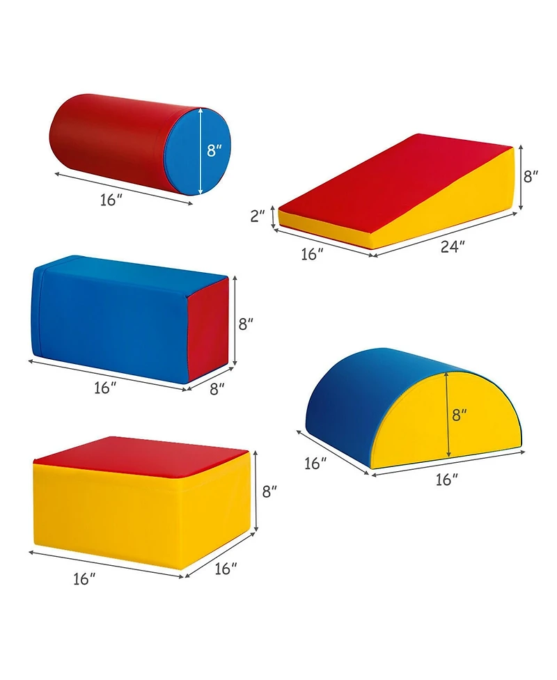 Gymax Toddler 5-Piece Climb and Crawl Activity Play Set Safe Foam Blocks Soft Climber