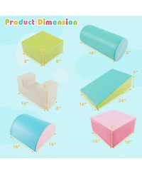 Gymax Toddler 6 Pcs Climber Play Set Indoor Foam Climb & Crawl Activity Blocks w/ Cover Multicolor