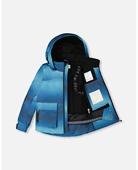 Deux par Boy Two-Piece Play Snowsuit with Printed Jacket and Solid Pant Black - Child