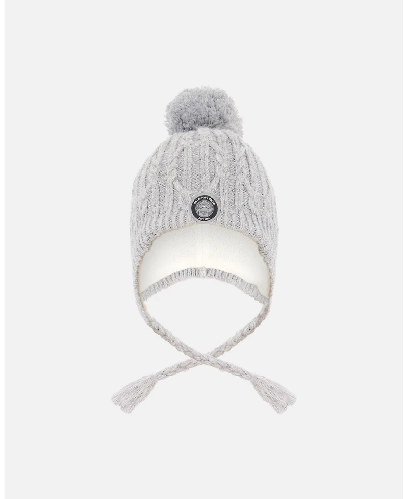 Deux par Kids Unisex Lined Winter Hat with Pompom Heather Gray - Toddler|Child