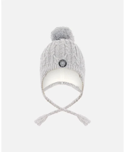 Deux par Kids Unisex Lined Winter Hat with Pompom Heather Gray - Toddler|Child