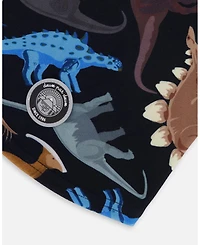 Deux par Boy Brushed Jersey Balaclava Black Dinosaur Print - Toddler|Child