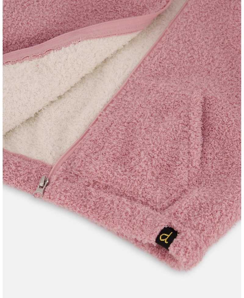 Deux par Girl Hooded Full Zip Cat Plush Jacket Dusty Pink - Child