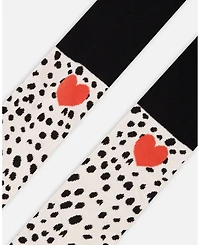 Deux par Girl Knit Tights Black with Dalmatian Pattern - Toddler|Child