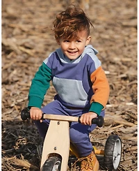 Deux par Baby Boy Long Sleeve Colorblocked Hooded Fleece Sweatshirt Blue