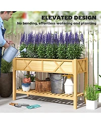Outsunny Elevated Wood Garden Bed, 47 x 22 31.5in Flower Box,