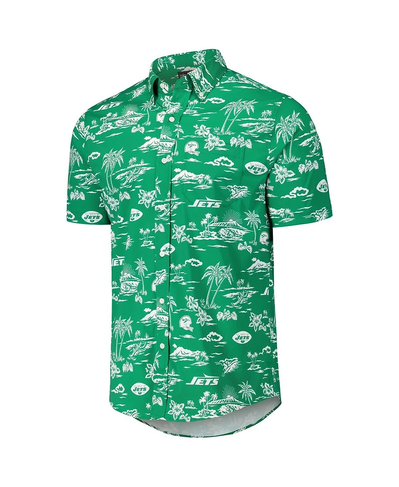 Reyn Spooner Men's Kelly Green New York Jets Throwback Kekai Print Button-Up Shirt