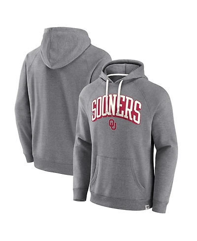 Fanatics Men's Heather Gray Oklahoma Sooners True Classics On Deck Raglan Fleece Pullover Hoodie