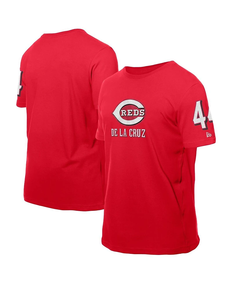 New Era Men's Elly De La Cruz Red Cincinnati Reds Design Lab Name Number T-Shirt